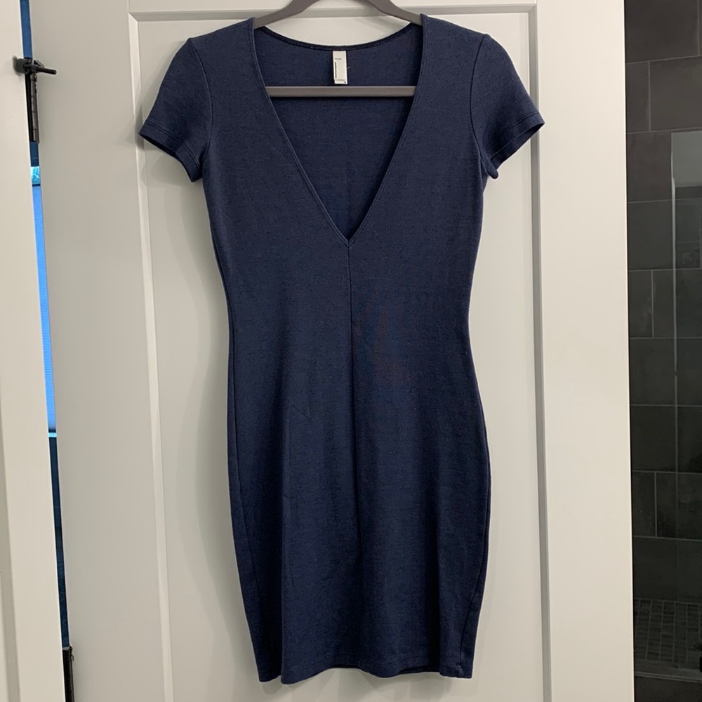 American Apparel Blue Deep V Dress - Size M